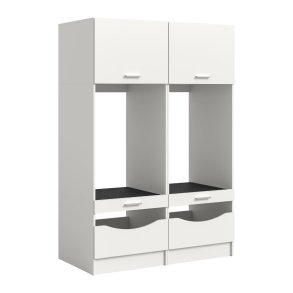 Free Waschmaschinenschrank 4 Tren, 2 Klappentren, 2 Schubladen, 4 Regale Wei.