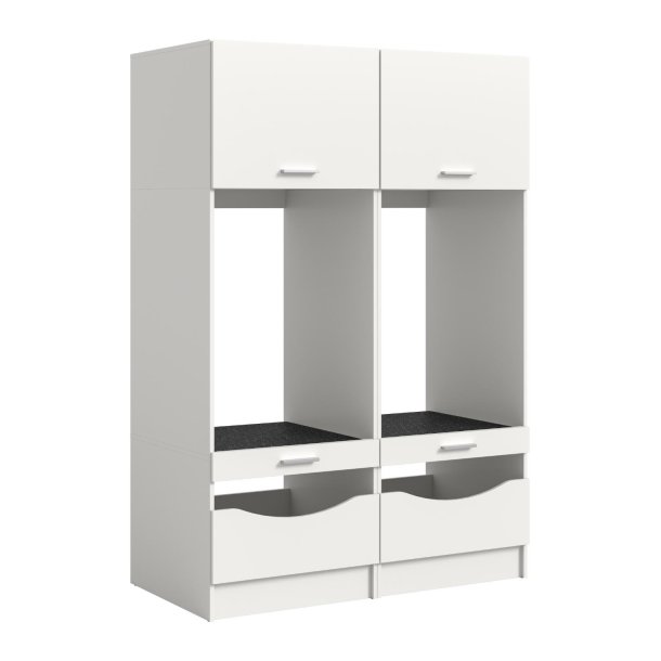 Free Waschmaschinenschrank 4 Tren, 2 Klappentren, 2 Schubladen, 4 Regale Wei.