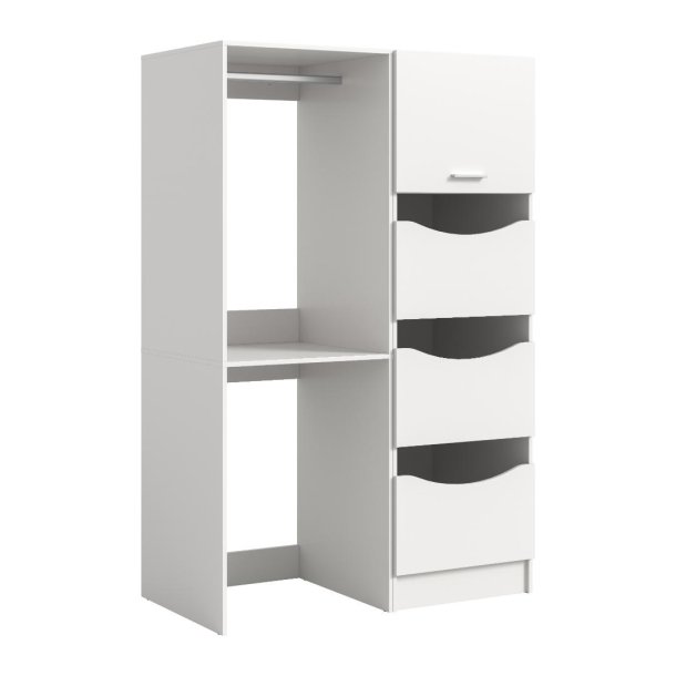 Free vaskemaskineskab 3 l�ger, 1 klapl�ge, 2 hylder hvid.