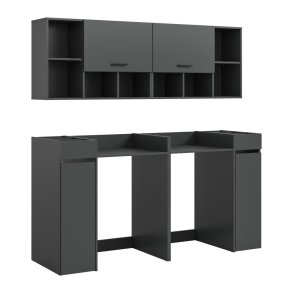 Free Waschmaschinenschrank 2 Klappentren, 2 Schubladen Anthrazit.