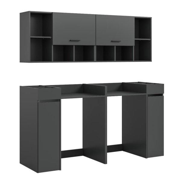 Free Waschmaschinenschrank 2 Klappentren, 2 Schubladen Anthrazit.