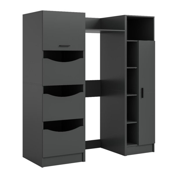 Free Waschmaschinenschrank 4 Tren, 2 Klappentren, 2 Regale Anthrazit.