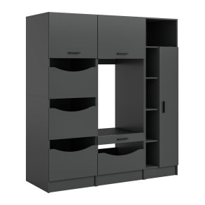 Free Waschmaschinenschrank 6 Tren, 2 Klappentren, 1 Schublade, 3 Regale Anthrazit.