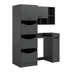 Free Waschmaschinenschrank 3 Tren, 2 Klappentren, 1 Schublade, 9 Regale Anthrazit.