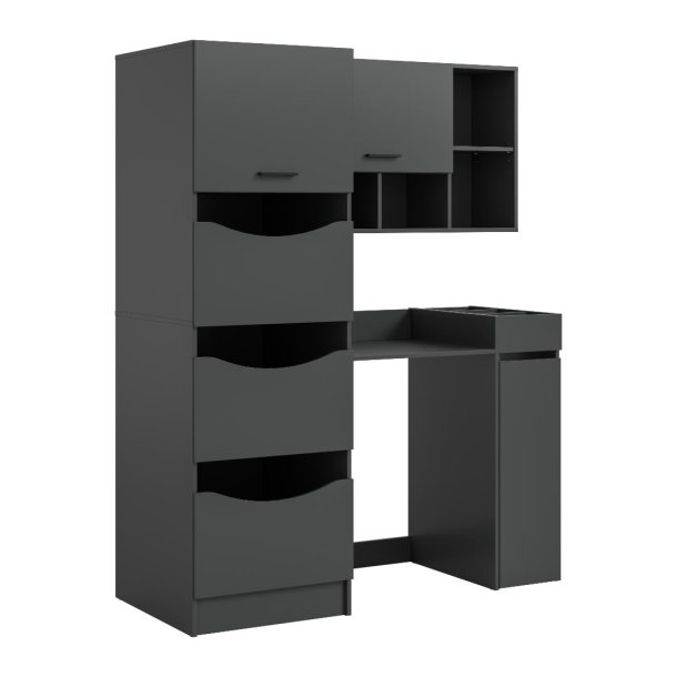 Free Waschmaschinenschrank 3 Tren, 2 Klappentren, 1 Schublade, 9 Regale Anthrazit.