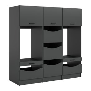 Free Waschmaschinenschrank 7 Tren, 3 Klappentren, 2 Schubladen, 4 Regale Anthrazit.