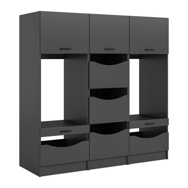 Free Waschmaschinenschrank 7 Tren, 3 Klappentren, 2 Schubladen, 4 Regale Anthrazit.