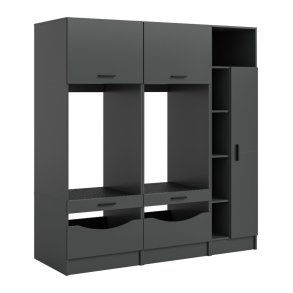 Free Waschmaschinenschrank 5 Tren, 2 Klappentren, 2 Schubladen, 5 Regale Anthrazit.