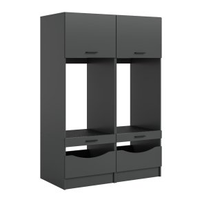 Free Waschmaschinenschrank 4 Tren, 2 Klappentren, 2 Schubladen, 4 Regale Anthrazit.