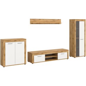 Aosta system regałów biały, dąb dekor.