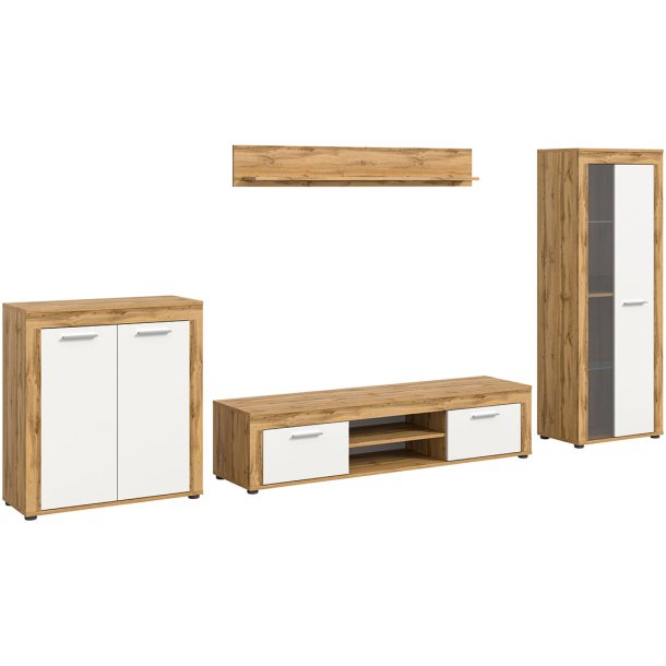 Aosta system regałów biały, dąb dekor.