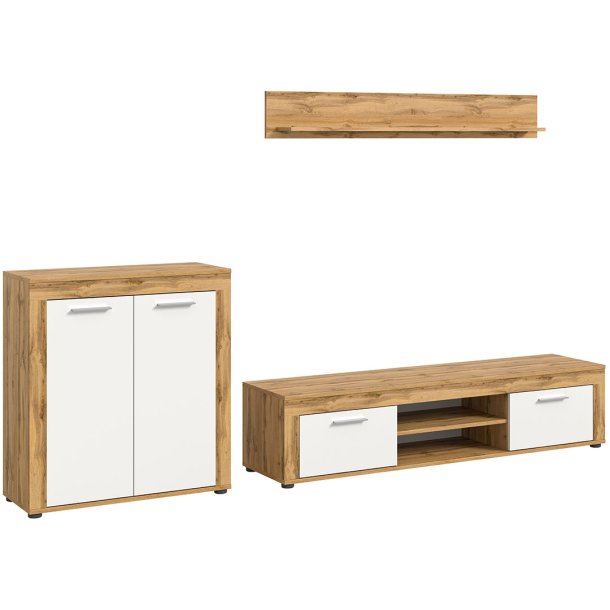 Aosta system regałów biały, dąb dekor.