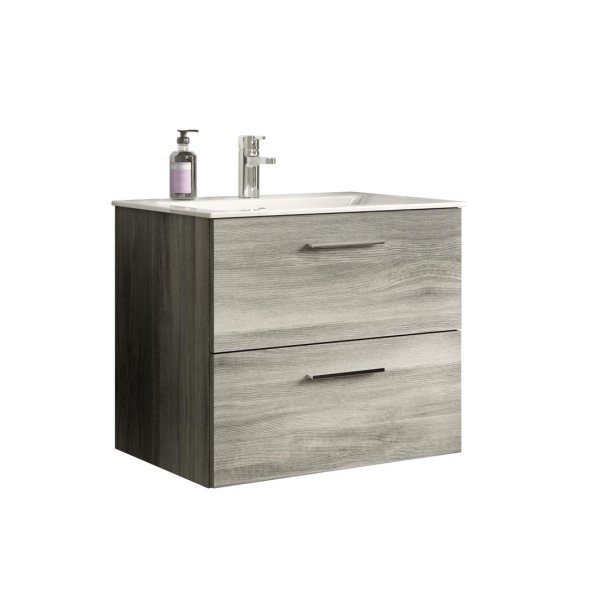 York Waschbeckenunterschrank 60cm 2 Schubladen rauchfarbenen.