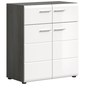 Salsa szafka na buty 2 szuflady 2 drzwi biały wysoki połysk.