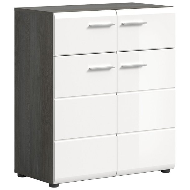 Salsa szafka na buty 2 szuflady 2 drzwi biały wysoki połysk.