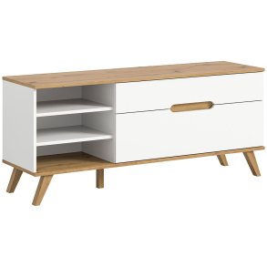 Scandi TV Tisch 1 Schublade 3 Fcher 1 Klapptr wei.