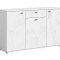 Stone Sideboard 3 Türen, 1 Schublade Marmor Dekor weiß.