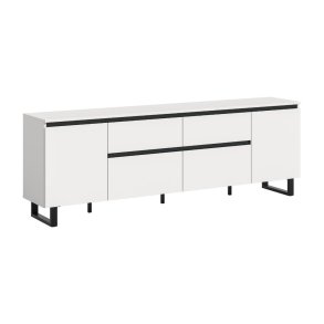 Tomasa TV Tisch 2 Türen, 2 Klappentüren, 2 Schubladen weiß.