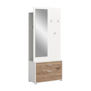 Polo garderobe oppstilling 80x190cm hvit, eik dekor.