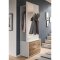 Polo garderobe oppstilling 80x190cm hvit, eik dekor.