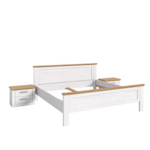 Verona Schlafzimmer-Set Bett 180x200 cm, 2 Nachttische sibirische L�rche Dekor, Eiche Dekor.