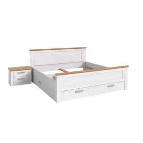 Verona Schlafzimmer-Set Bett 180x200 cm 3 Schubladen, 1 Nachttisch sibirische L�rche Dekor, Eiche Dekor.