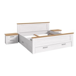 Verona Schlafzimmer-Set Bett 180x200 cm 3 Schubladen, 2 Nachttische sibirische L�rche Dekor, Eiche Dekor.