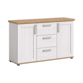 Verona Sideboard 3 Schubladen 2 Türen weiß, Eiche Dekor.