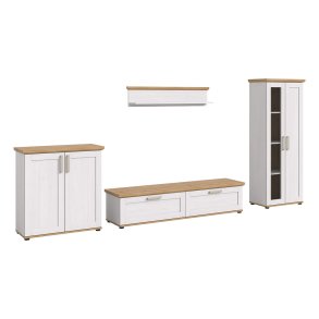 Verona Regal System 4 Teile wei, Eiche Dekor.