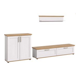 Verona Regal System 3 Teile wei, Eiche Dekor.