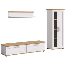 Verona Regal System 3 Teile wei, Eiche Dekor.