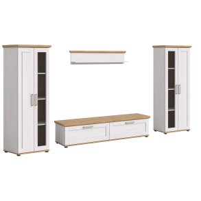 Verona Regal System 4 Teile wei, Eiche Dekor.