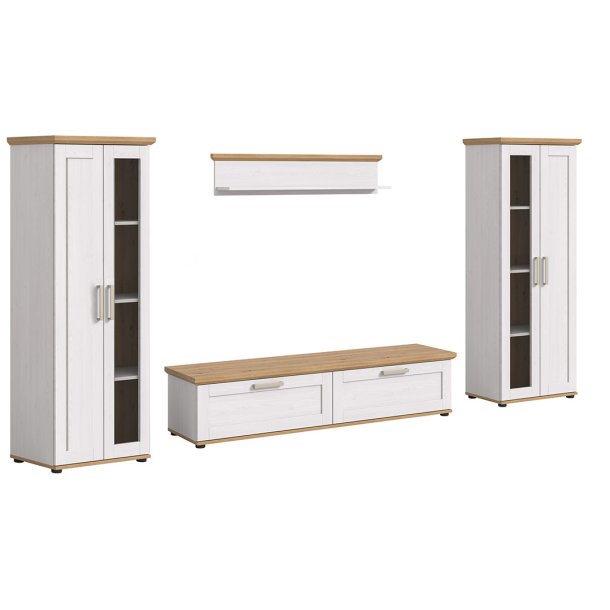 Verona Regal System 4 Teile wei, Eiche Dekor.