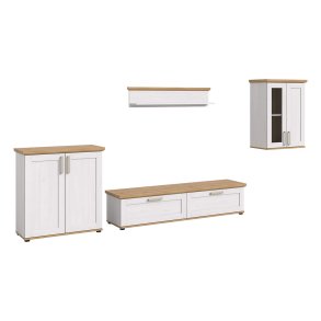 Verona Regal System 4 Teile wei, Eiche Dekor.