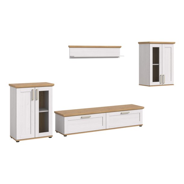 Verona Regal System 4 Teile weiß, Eiche Dekor.