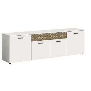 Prisma TV Tisch 1 Schublade 4 Türen weiß.