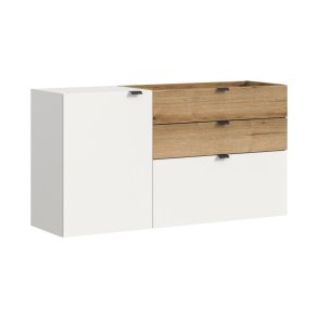 Naro Sideboard Wandhängend 1 Tür, 1 Klappentür, 1 Regal, 2 Schubladen weiß.