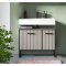 Bagno Waschbeckenunterschrank 2 Tren hellgrau, cremefarben.