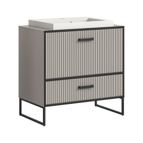 Bagno Waschbeckenunterschrank inkl. Waschbecken 1 Schublade 1 Klapptr hellgrau, cremefarben.