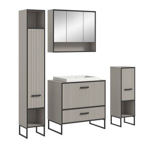 Bagno badrumsmbler 4 delar inkl. tvttstll ljusgr, krmfrgad.