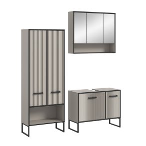 Bagno Badmbelset 3 Teile hellgrau, cremefarben.