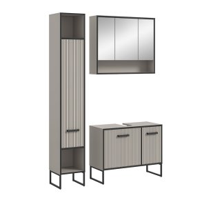 Bagno Badmbelset 3 Teile hellgrau, cremefarben.