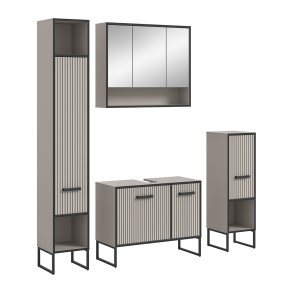 Bagno Badmbelset 4 Teile hellgrau, cremefarben.