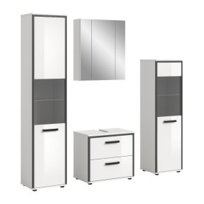 Kojak Badm�belset 171 cm wei�, wei� Hochglanz.