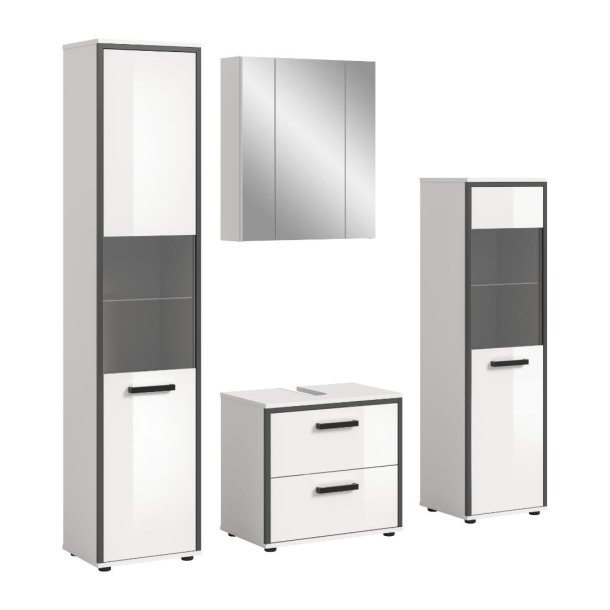 Kojak Badm�belset 171 cm wei�, wei� Hochglanz.