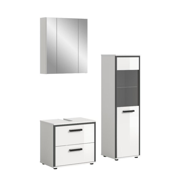 Kojak Badm�belset 115 cm wei�, wei� Hochglanz.