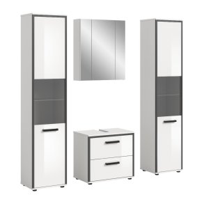 Kojak Badm�belset 171 cm wei�, wei� Hochglanz.