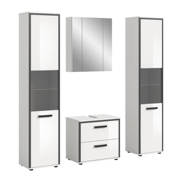 Kojak Badm�belset 171 cm wei�, wei� Hochglanz.