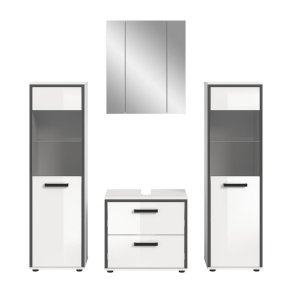 Kojak Badm�belset 171 cm wei�, wei� Hochglanz.