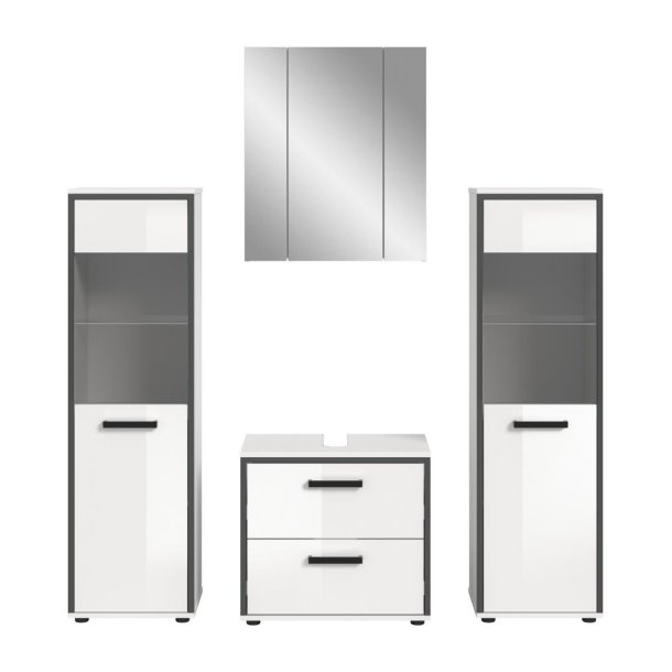 Kojak Badm�belset 171 cm wei�, wei� Hochglanz.